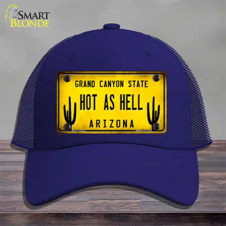 Arizona Hot as Hell Novelty License Plate Hat Mesh / Royal Blue