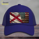 Alabama/American Flag Novelty License Plate Hat Mesh / Royal Blue