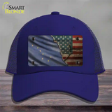 Alaska/American Flag Novelty License Plate Hat Mesh / Royal Blue