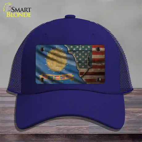 Georgia/American Flag Novelty License Plate Hat Mesh / Royal Blue