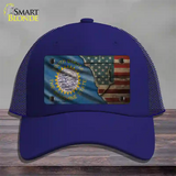 South Dakota/American Flag Novelty License Plate Hat Mesh / Royal Blue