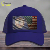 Virginia/American Flag Novelty License Plate Hat Mesh / Royal Blue