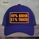 49% Biker 51% Trash Novelty License Plate Hat Mesh / Royal Blue