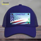 Connecticut Preserve with American Flag Novelty License Plate Hat Mesh / Royal Blue