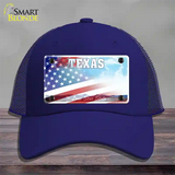 Texas Lone Star Plate American Flag Novelty License Plate Hat Mesh / Royal Blue