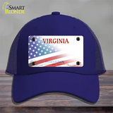 Virginia Jamestown with American Flag Novelty License Plate Hat Mesh / Royal Blue