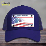 District of Columbia with American Flag Novelty License Plate Hat Mesh / Royal Blue