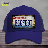 Bigfoot Washington Rusty Novelty License Plate Hat Mesh / Royal Blue