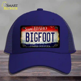 Bigfoot Idaho Novelty License Plate Hat Mesh / Royal Blue