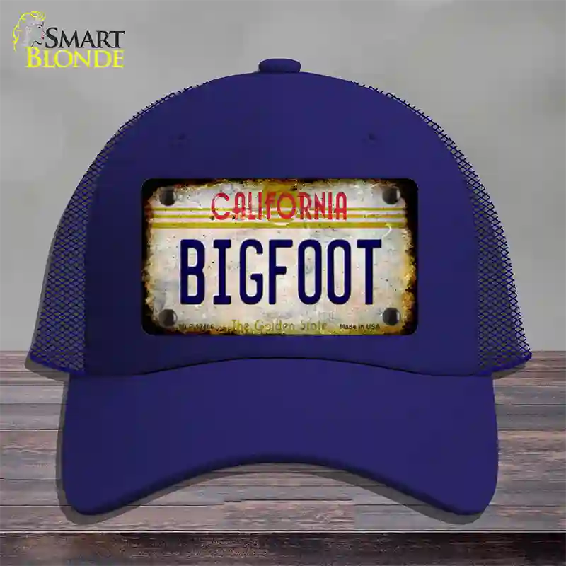 Bigfoot California Novelty License Plate Hat Mesh / Royal Blue