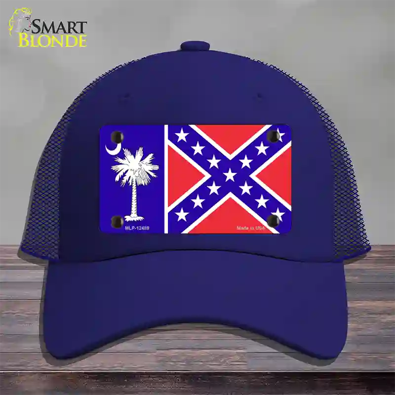 South Carolina Confederate Flag Novelty License Plate Hat Mesh / Royal Blue