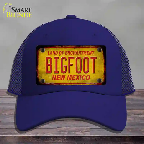 Bigfoot New Mexico Novelty License Plate Hat Mesh / Royal Blue