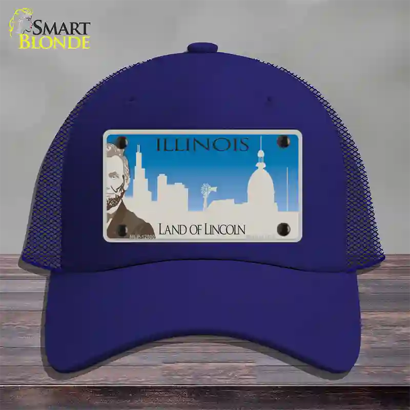 Illinois Blank Novelty License Plate Hat Mesh / Royal Blue