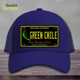 Green Chile New Mexico Black Novelty License Plate Hat Mesh / Royal Blue