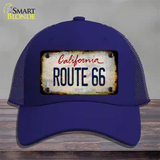 Route 66 California Rusty Novelty License Plate Hat Mesh / Royal Blue