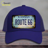 Route 66 Kansas Rusty Novelty License Plate Hat Mesh / Royal Blue