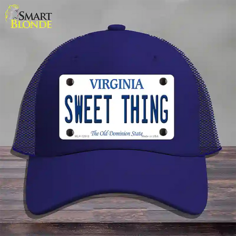 Sweet Thing Virginia Novelty License Plate Hat Mesh / Royal Blue