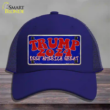 Trump 2024 Keep America Great Novelty License Plate Hat Mesh / Royal Blue