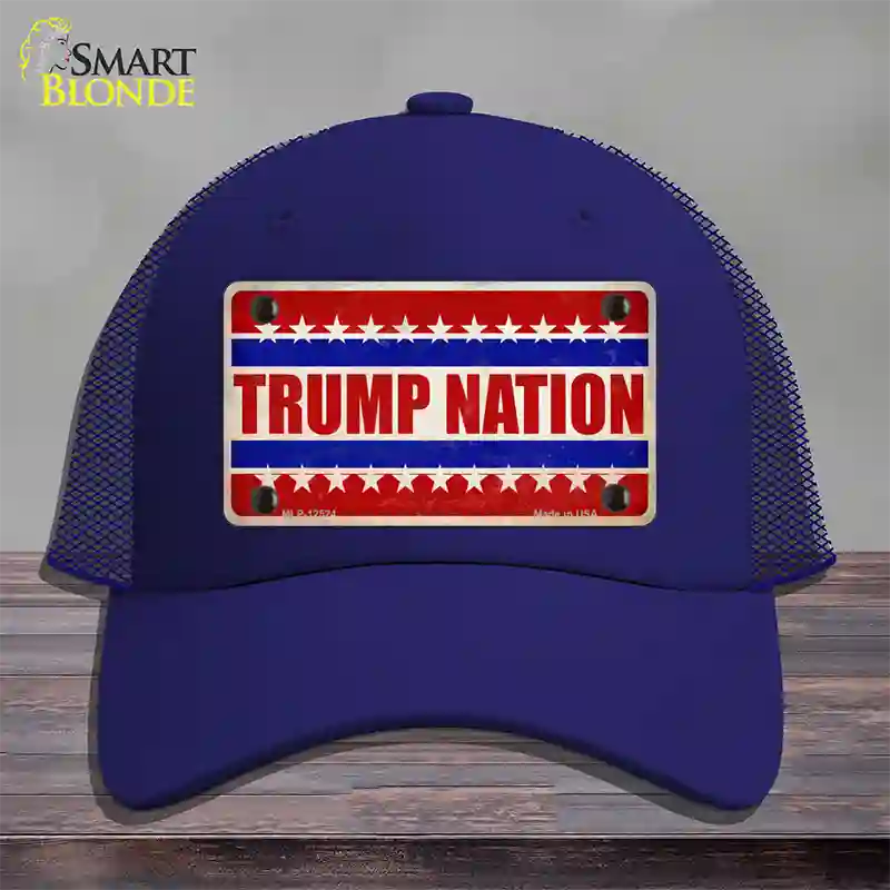 Trump Nation Novelty License Plate Hat Mesh / Royal Blue