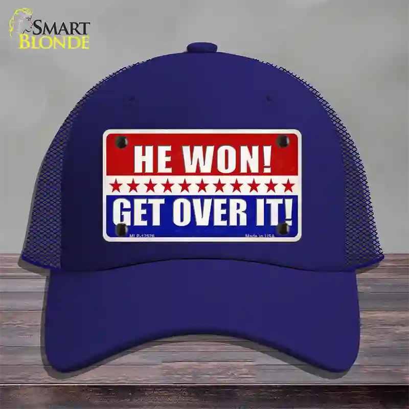 Trump Won Get Over It Novelty License Plate Hat Mesh / Royal Blue