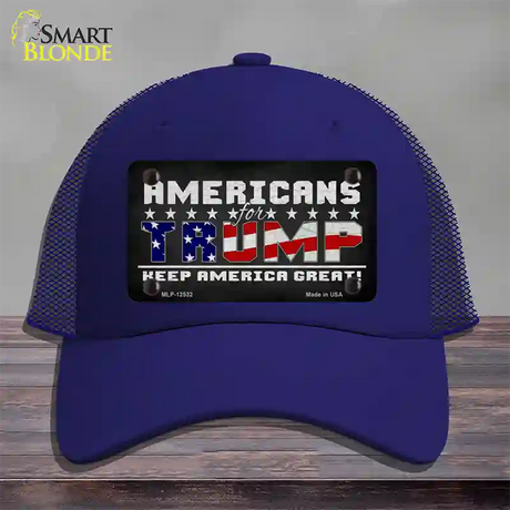 Americans For Trump Novelty License Plate Hat Mesh / Royal Blue