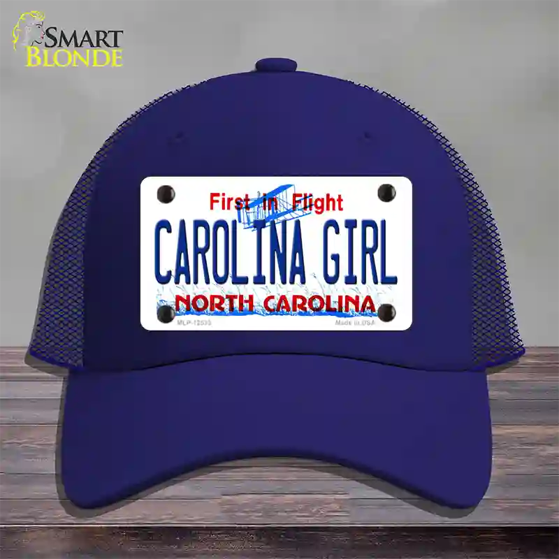 Carolina Girl North Carolina Novelty License Plate Hat Mesh / Royal Blue