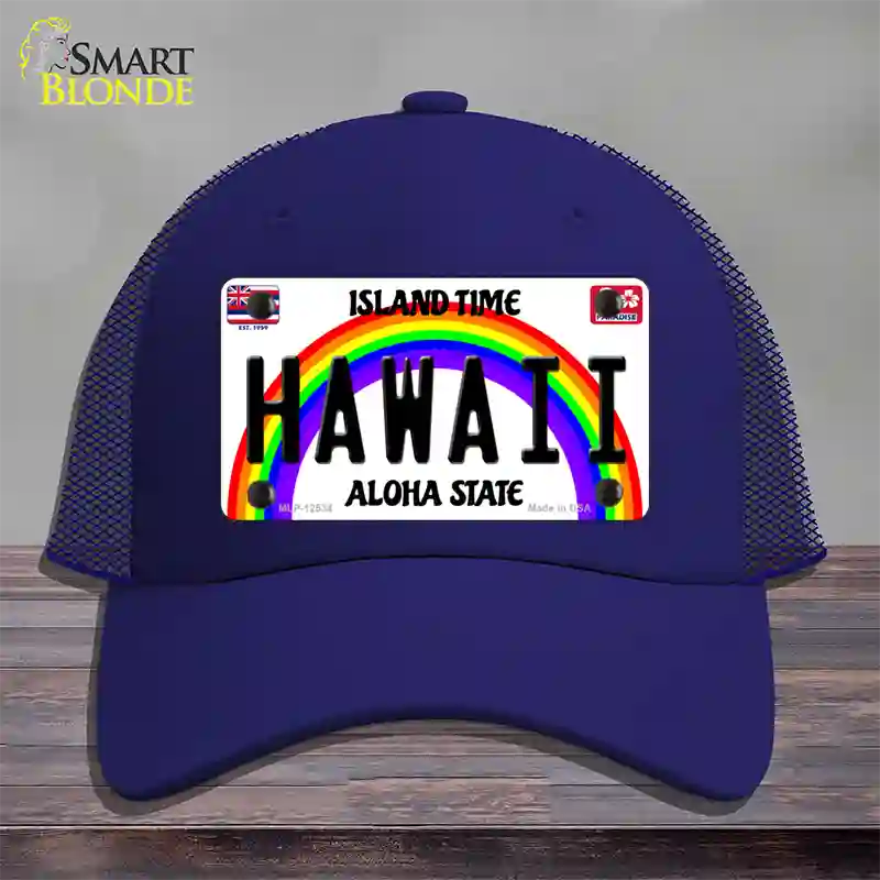 Hawaii Novelty License Plate Hat Mesh / Royal Blue