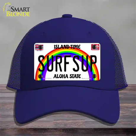 Surfsup Hawaii Novelty License Plate Hat Mesh / Royal Blue