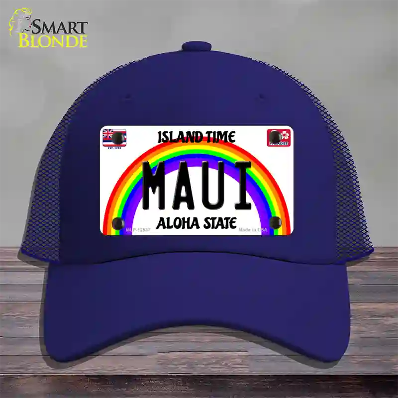 Maui Hawaii Novelty License Plate Hat Mesh / Royal Blue