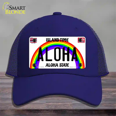 Aloha Hawaii Novelty License Plate Hat Mesh / Royal Blue