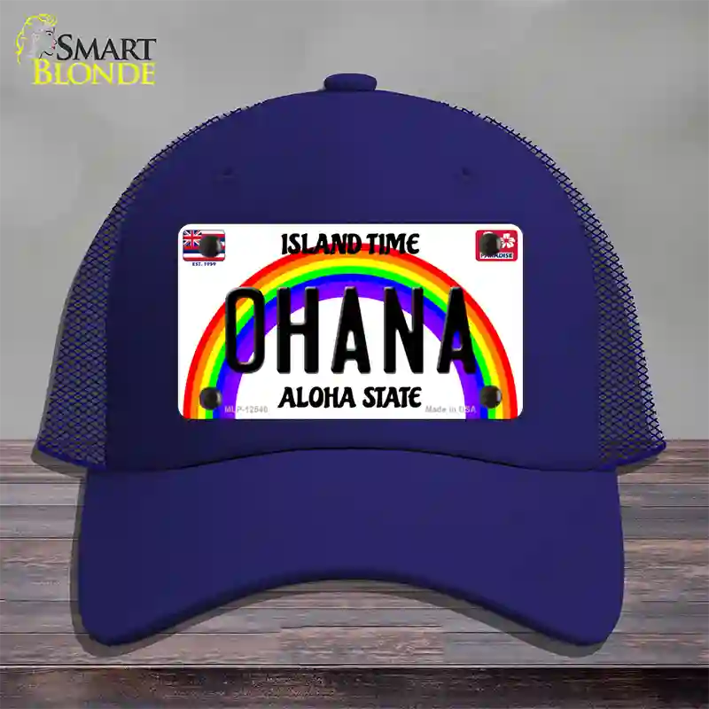 Ohana Hawaii Novelty License Plate Hat Mesh / Royal Blue