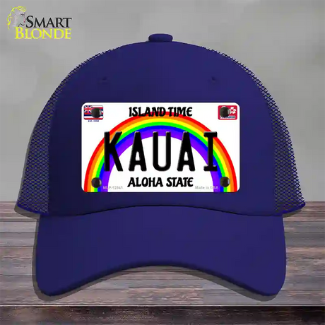 Kauai Hawaii Novelty License Plate Hat Mesh / Royal Blue