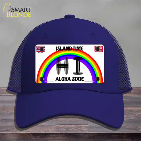 Hawaii Surfboard Novelty License Plate Hat Mesh / Royal Blue