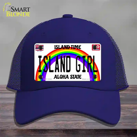 Island Girl Hawaii Novelty License Plate Hat Mesh / Royal Blue