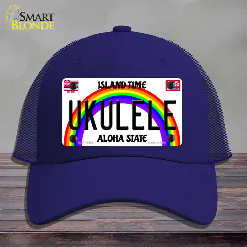 Ukulele Hawaii Novelty License Plate Hat Mesh / Royal Blue