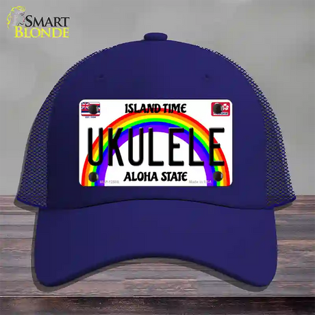 Ukulele Hawaii Novelty License Plate Hat Mesh / Royal Blue