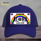 Aloha Hawaii Island Time Novelty License Plate Hat Mesh / Royal Blue