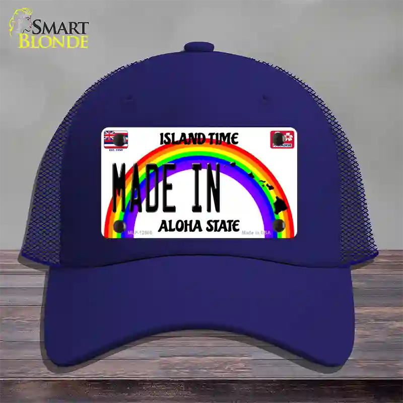 Made In Hawaii Silhouette Novelty License Plate Hat Mesh / Royal Blue