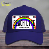 Beach Life Hawaii Novelty License Plate Hat Mesh / Royal Blue