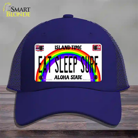 Eat Sleep Surf Hawaii Novelty License Plate Hat Mesh / Royal Blue