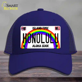 Honolulu Hawaii Novelty License Plate Hat Mesh / Royal Blue