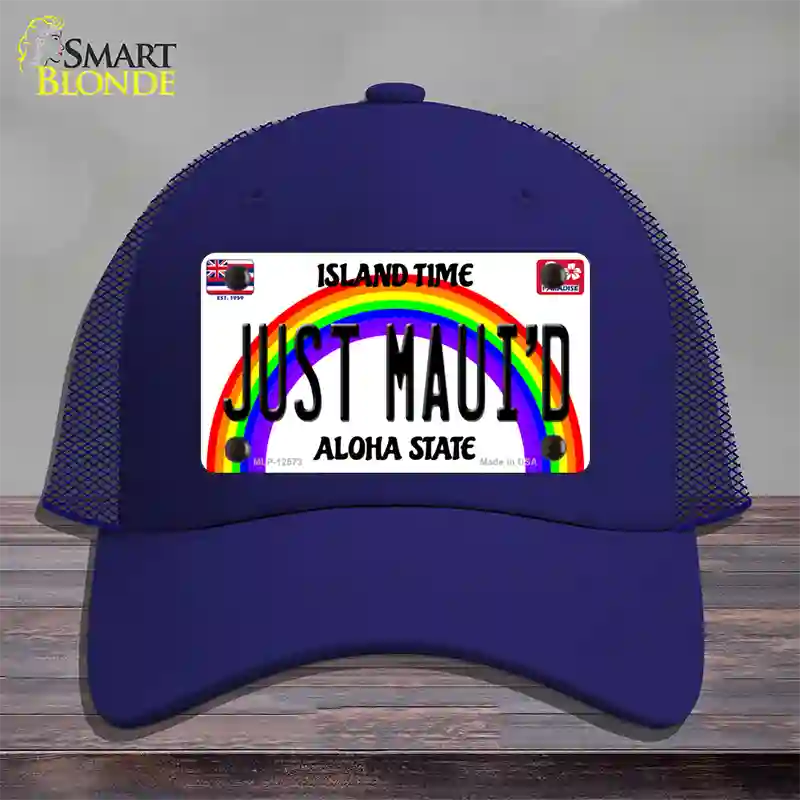 Just Mauid Hawaii Novelty License Plate Hat Mesh / Royal Blue