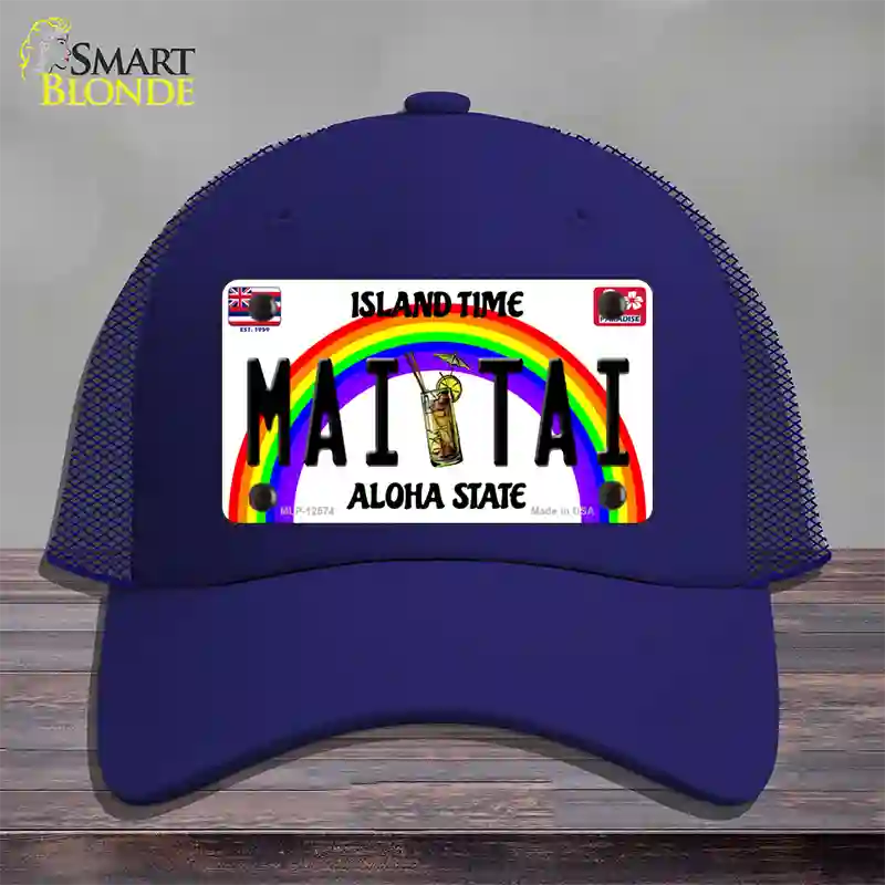 Mai Tai Hawaii Novelty License Plate Hat Mesh / Royal Blue