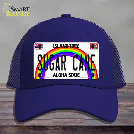 Sugar Cane Hawaii Novelty License Plate Hat Mesh / Royal Blue