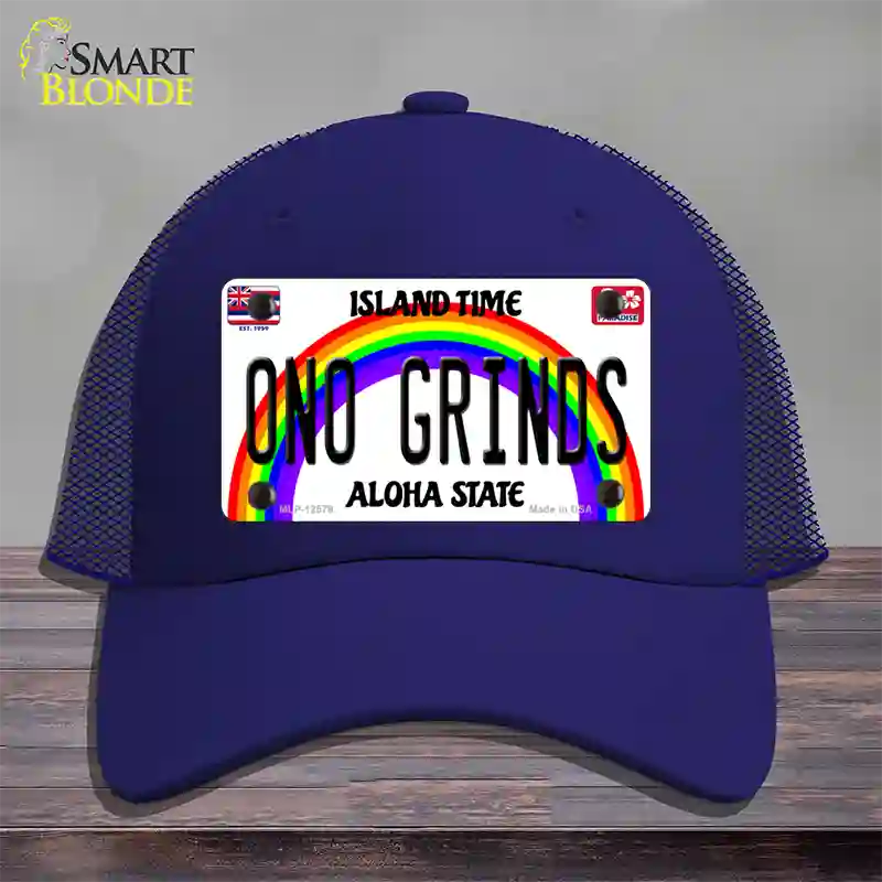 Ono Grinds Hawaii Novelty License Plate Hat Mesh / Royal Blue