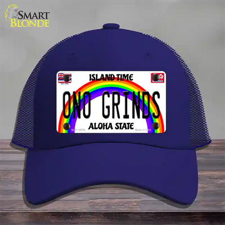 Ono Grinds Hawaii Novelty License Plate Hat Mesh / Royal Blue