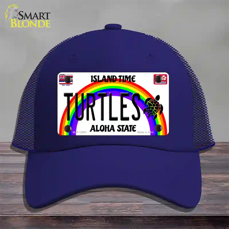 Turtles Hawaii Novelty License Plate Hat Mesh / Royal Blue