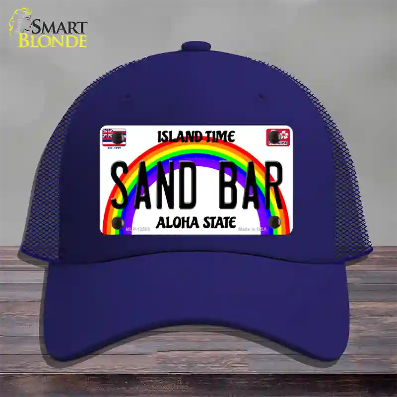 Sand Bar Hawaii Novelty License Plate Hat Mesh / Royal Blue