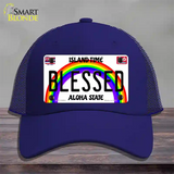 Blessed Hawaii Novelty License Plate Hat Mesh / Royal Blue