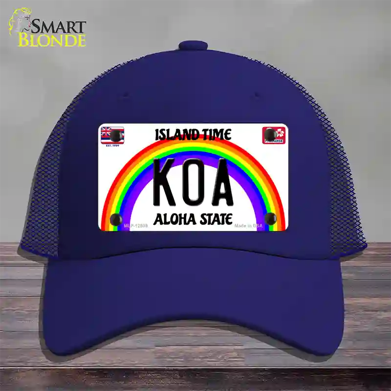 Koa Hawaii Novelty License Plate Hat Mesh / Royal Blue